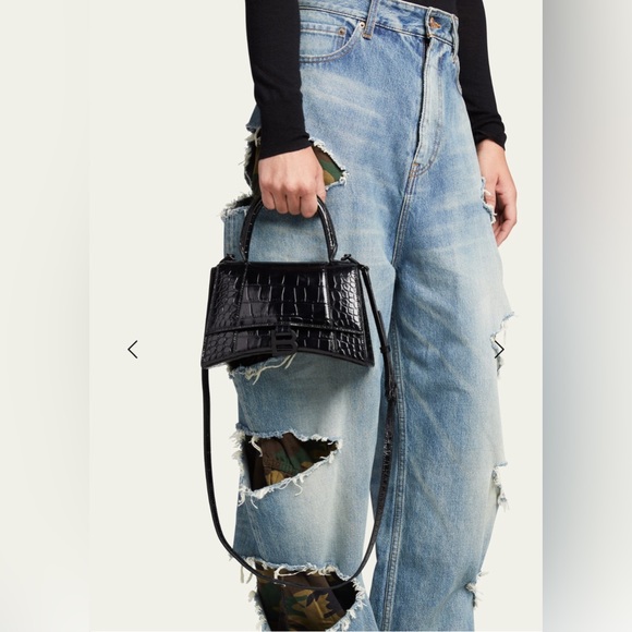 Balenciaga Crocodile Embossed Small Hourglass Bag - Picture 5 of 14